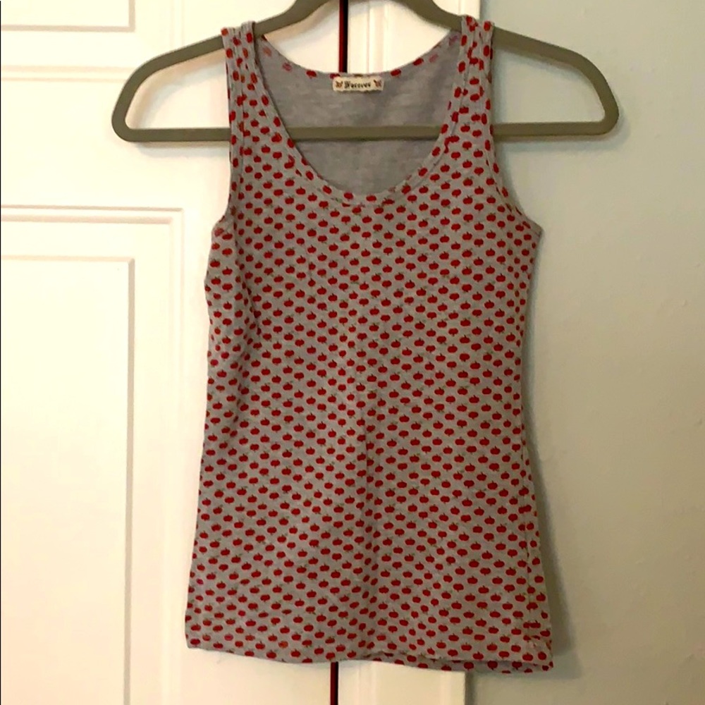 Gray Apple Print Tank Top - Small